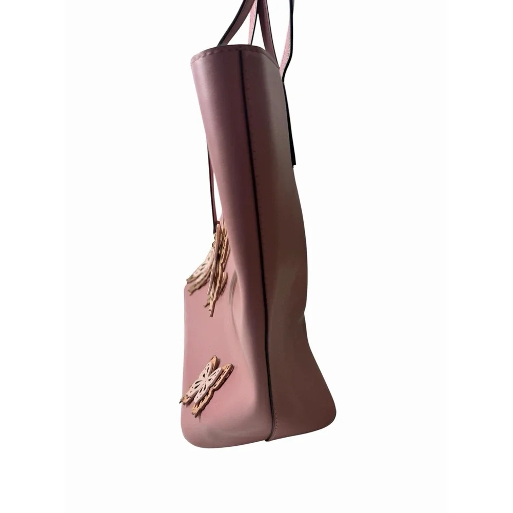 Kate Spade New York Pink Leather Butterfly Tote Shoulder Bag Large Shopper